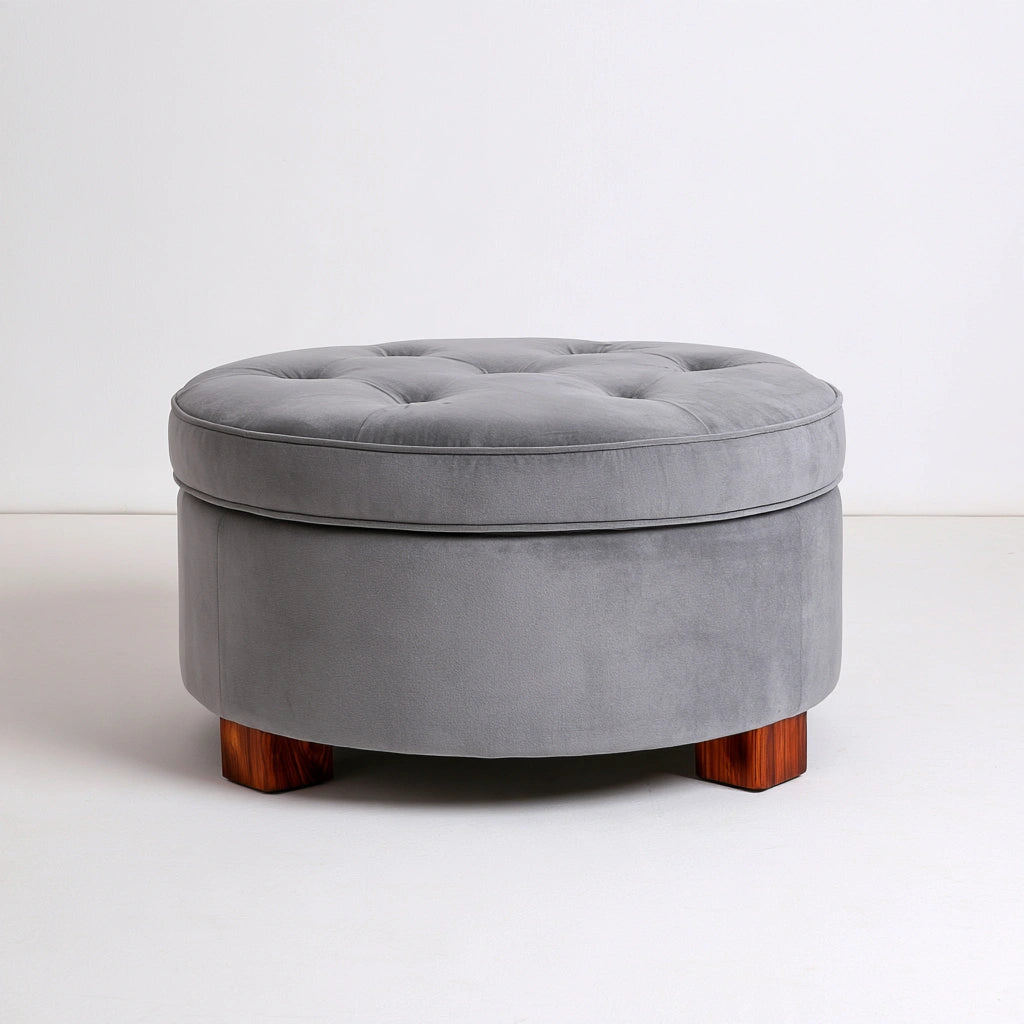 Gepolsterter Hocker mit Stauraum, mit Stoffbezug, mit Stauraum, Farbe: grau