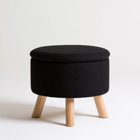 Gepolsterter Hocker mit Stauraum, mit Stoffbezug, mit Stauraum, Farbe: schwarz