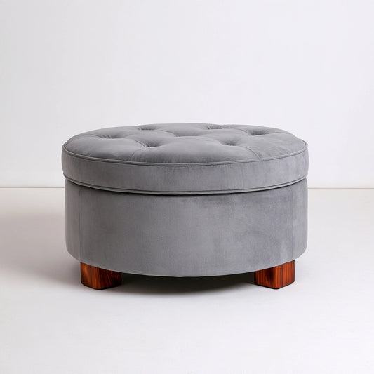 Gepolsterter Hocker mit Stauraum, mit Stoffbezug, mit Stauraum, Farbe: grau