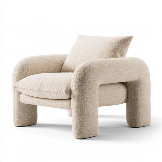 Moderner Akzentstuhl, mit Stoffbezug, Farbe: hellbeige