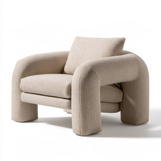 Moderner Akzentstuhl, mit Stoffbezug, Farbe: hellbeige